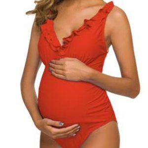 Tempotrek 1pc Maternity Swimsuit Ruffle Front